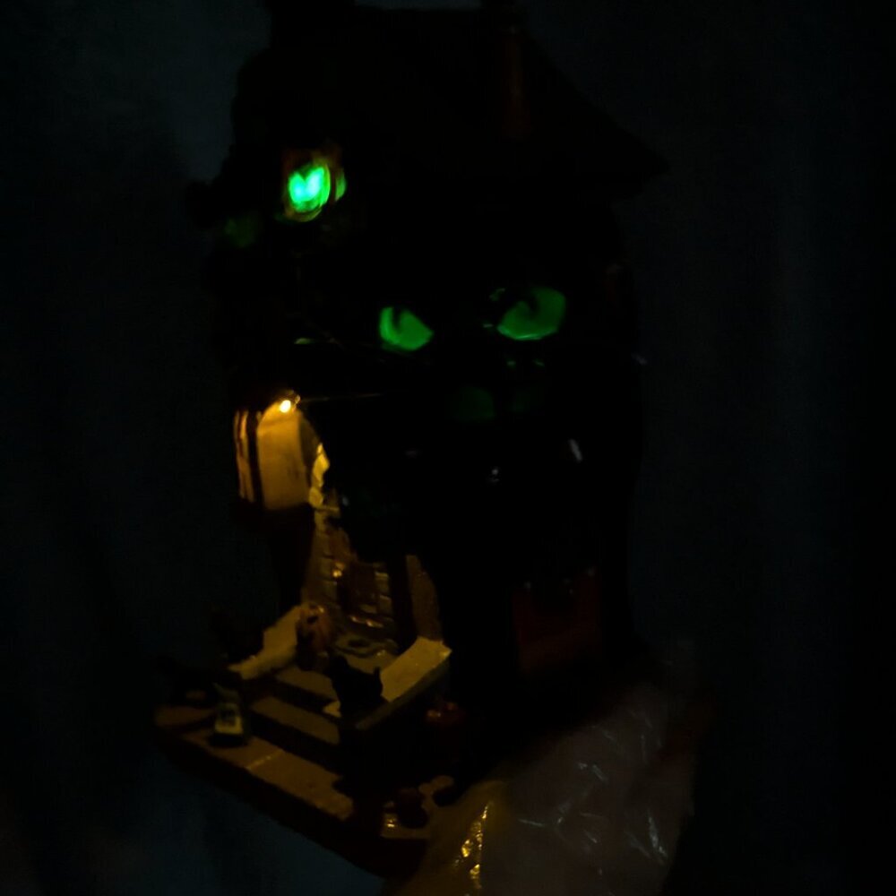 NWT Lemax Meow Mansion Retired Spooky Town Building LED Black Cat Halloween HTF - Picture 7 of 16